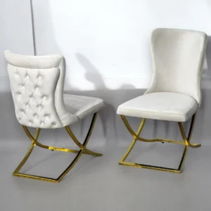 Sandhurst Light Grey & Gold X Leg Dining Chair