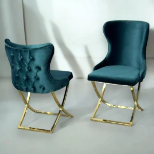 Elegant Chesterfield dining room chair “Valencia” in green gold